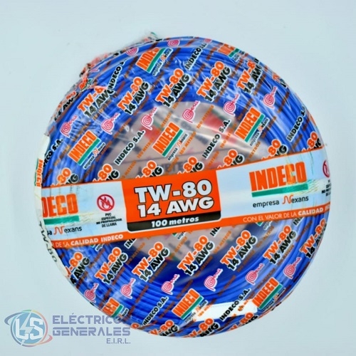 CONDUCTOR ELECTRICO 7 HILOS TW-N°14 AWG AZUL INDECO