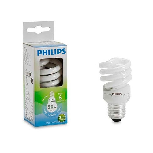 FOCO AHORRADOR ESPIRAL ECO TWISTER 12W E27 LUZ BLANCA PHILIPS