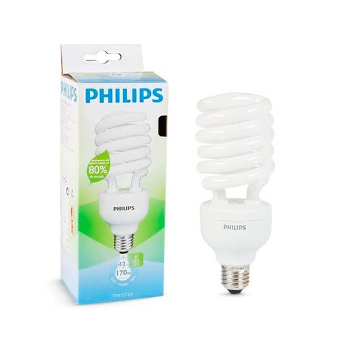 FOCO AHORRADOR ECO TWISTER ESPIRAL 42W E27 LUZ BLANCA PHILIPS